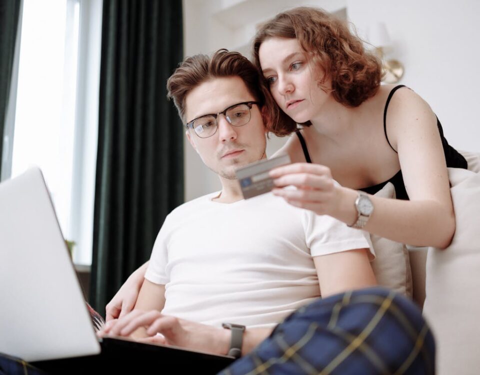 Man Typing Credit Card Details