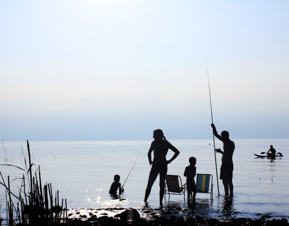 Pescaria recreativa: entenda as leis e licenças no Brasil silhouette of people standing on water during daytime